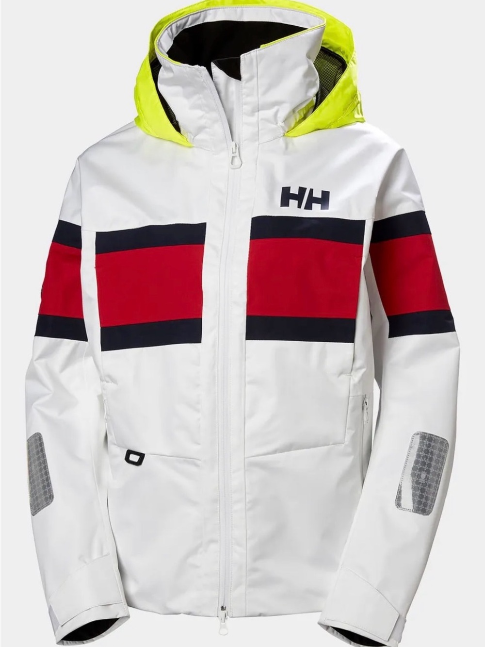 Helly Hansen Sailing White Jacket with Red, Navy & Neon Yellow Accents 10/10